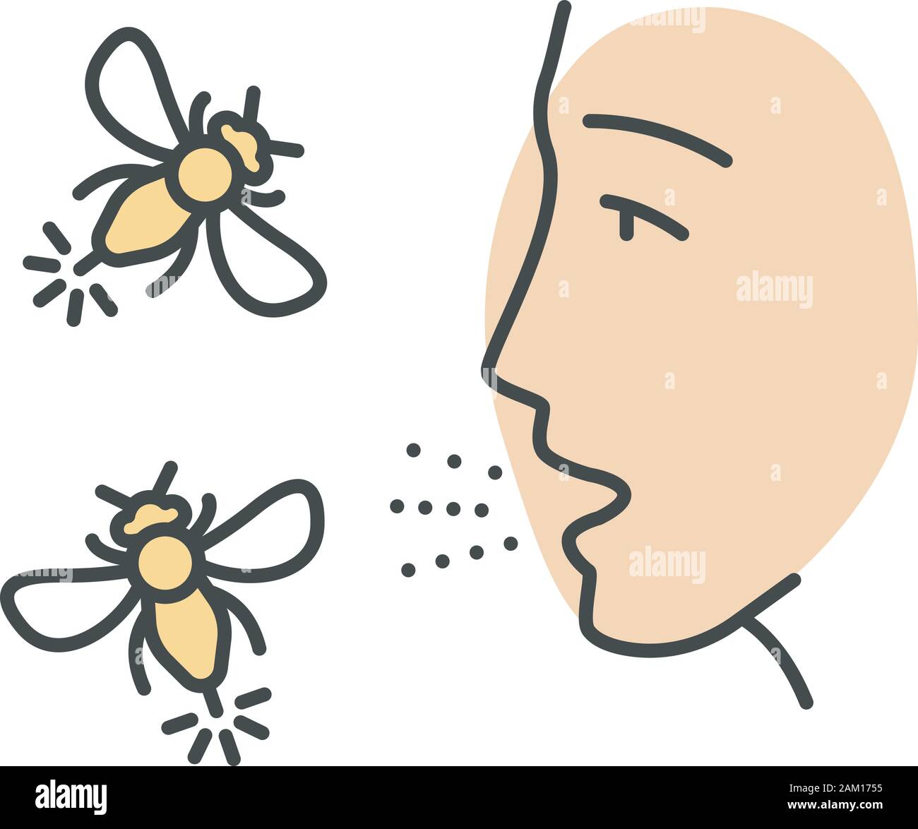 Allergies to insect stings color icon. Hypersensitivity of immune