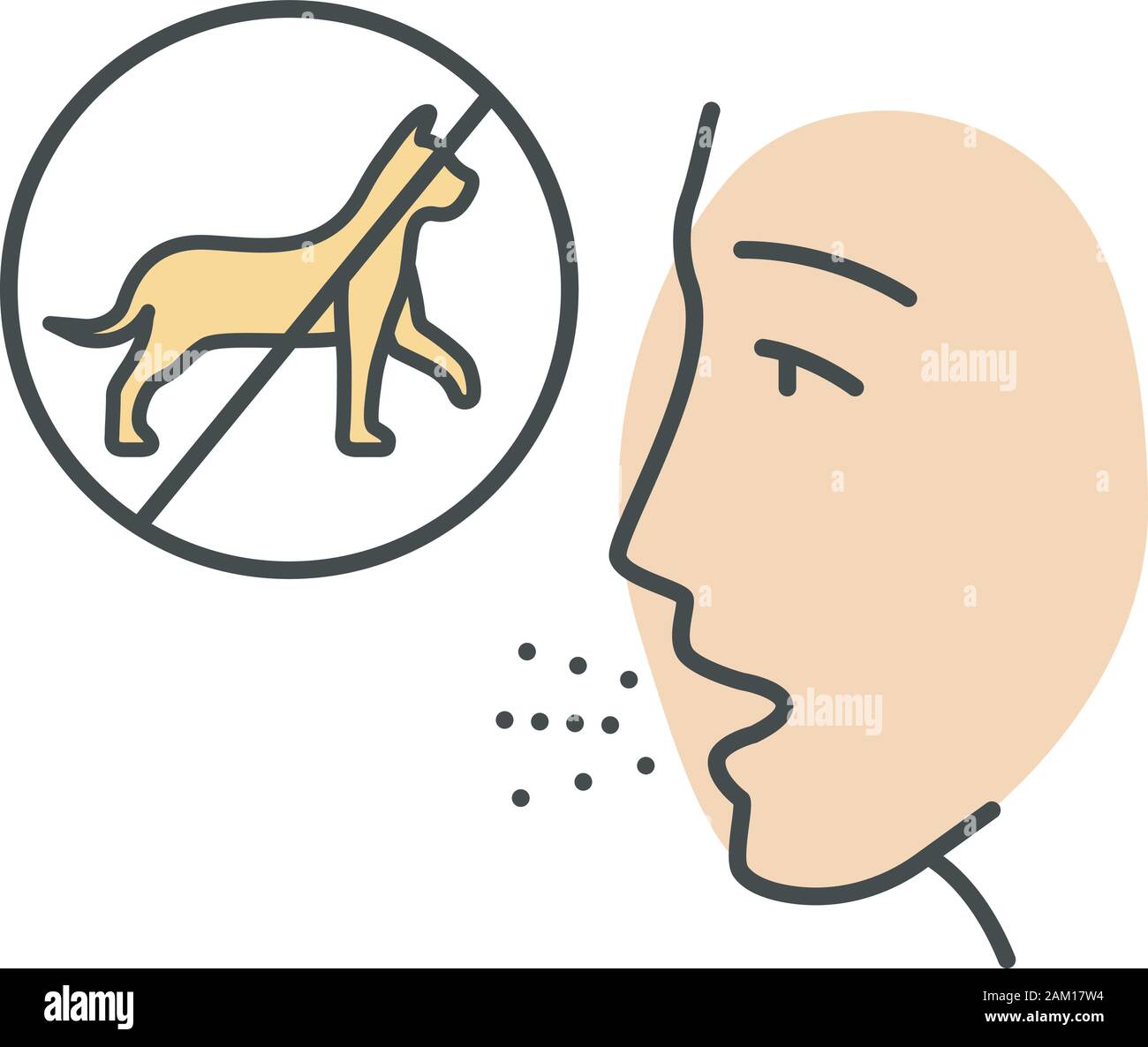 Cat allergy color icon. Pet allergens sensitivity. Ban on cats, human