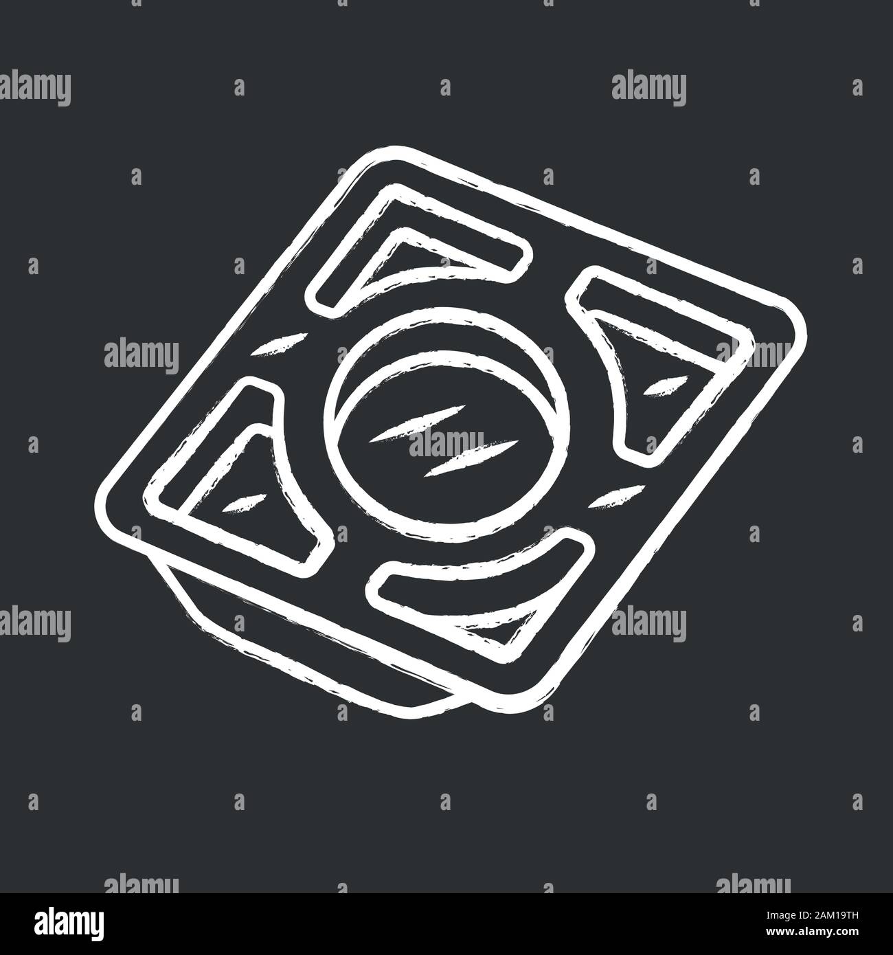 Stainless steel tray chalk icon. Recyclable kitchenware for serving