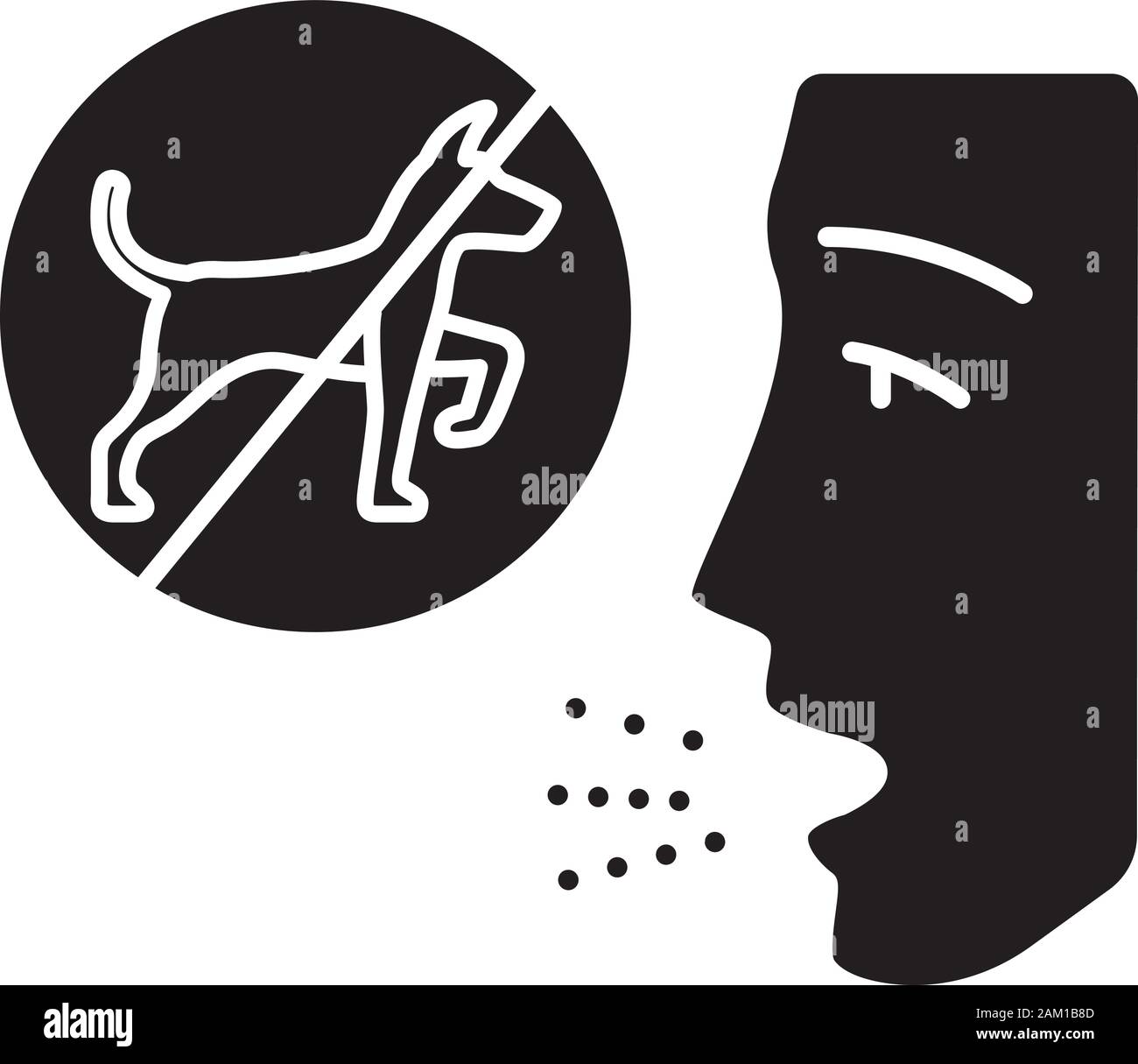 Dog allergy glyph icon. Allergic reaction. Allergenic pet dander