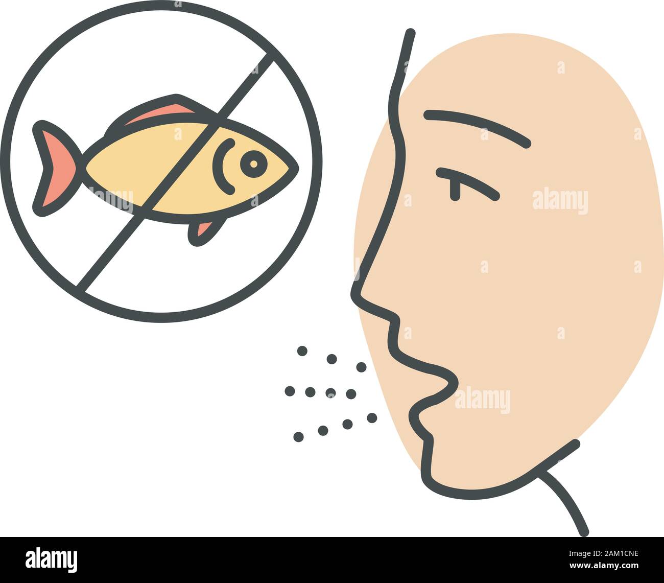 Fish allergy color icon. Finned fish sensitivity. Hypersensitivity of