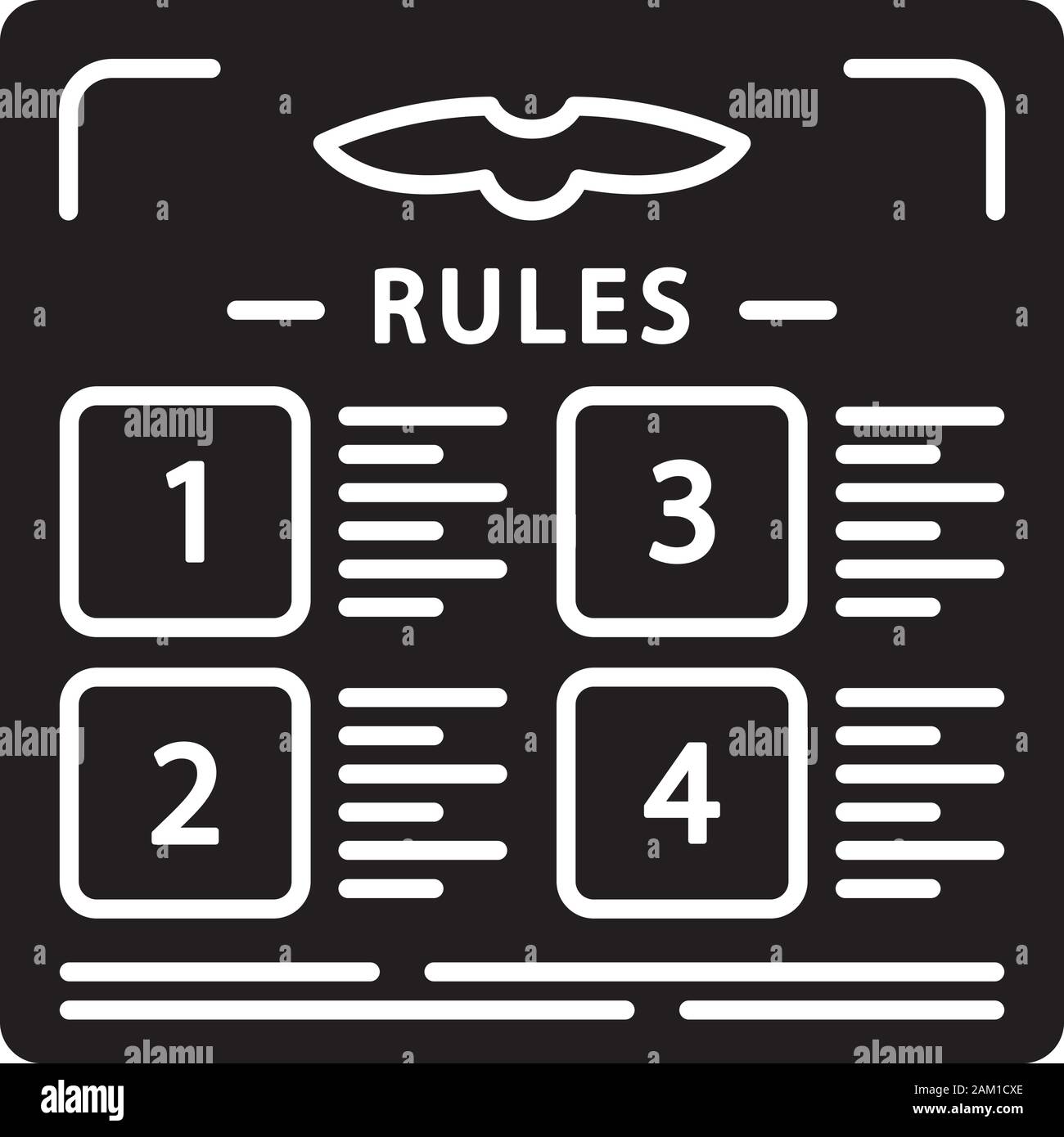 Flight rules glyph icon. Table with statute. Airplane adjustment. Plane