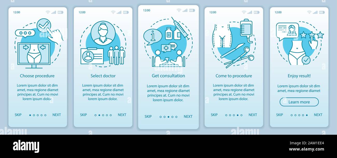 Physician office visit onboarding mobile app page screen vector ...