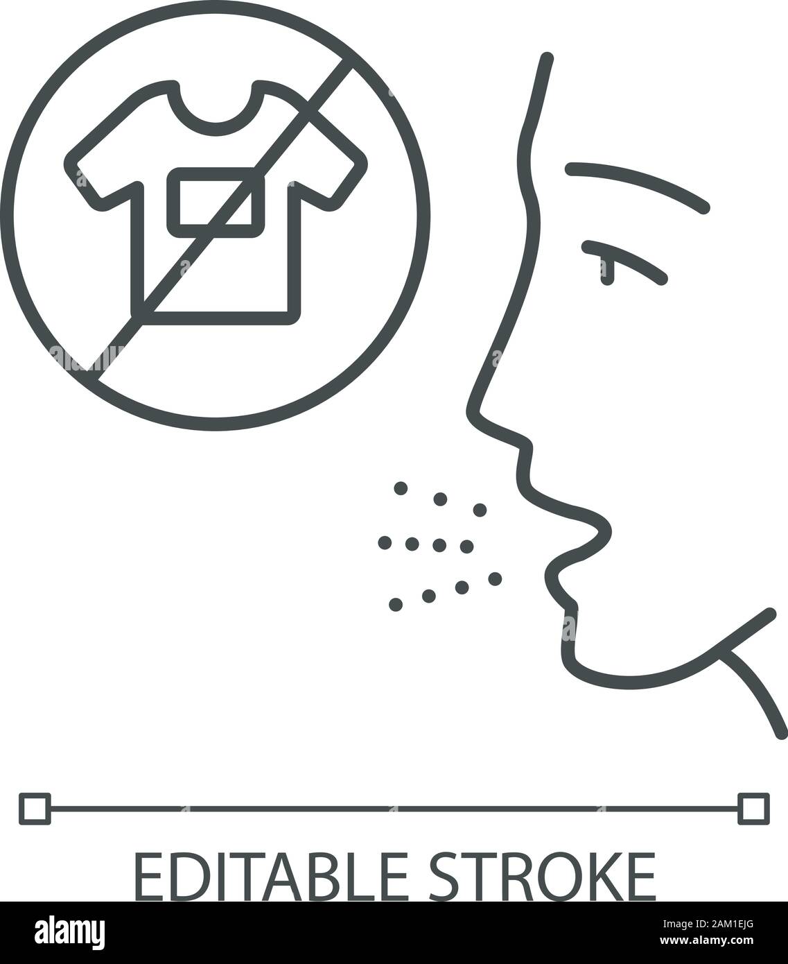 Clothing allergy linear icon. Textile dermatitis. Allergic disease