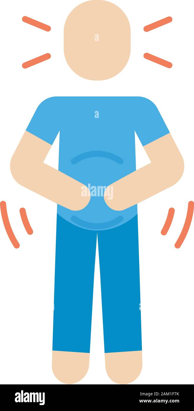 Abdominal Pain Flat Design Long Shadow Color Icon Stomach Ache Spasm Period Menstrual Cramps Food Poisoning Allergy Symptom Chronic Gastritis Stock Vector Image Art Alamy