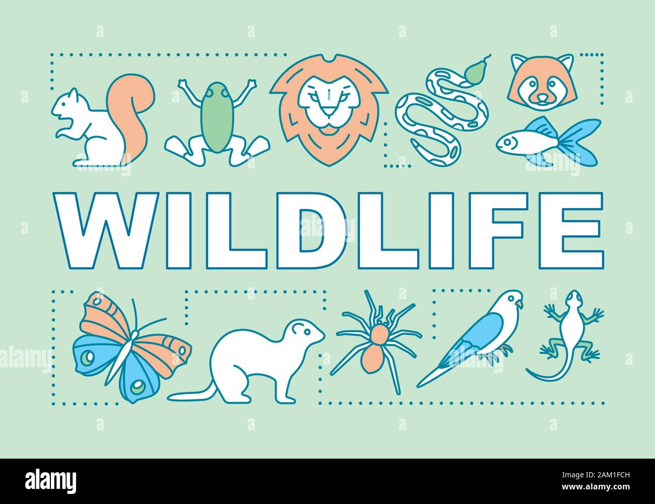Wildlife word concepts banner. Travel experience. Wild animals observation.  Jungle trip. National parks. Presentation, website. Isolated lettering typ  Stock Vector Image & Art - Alamy