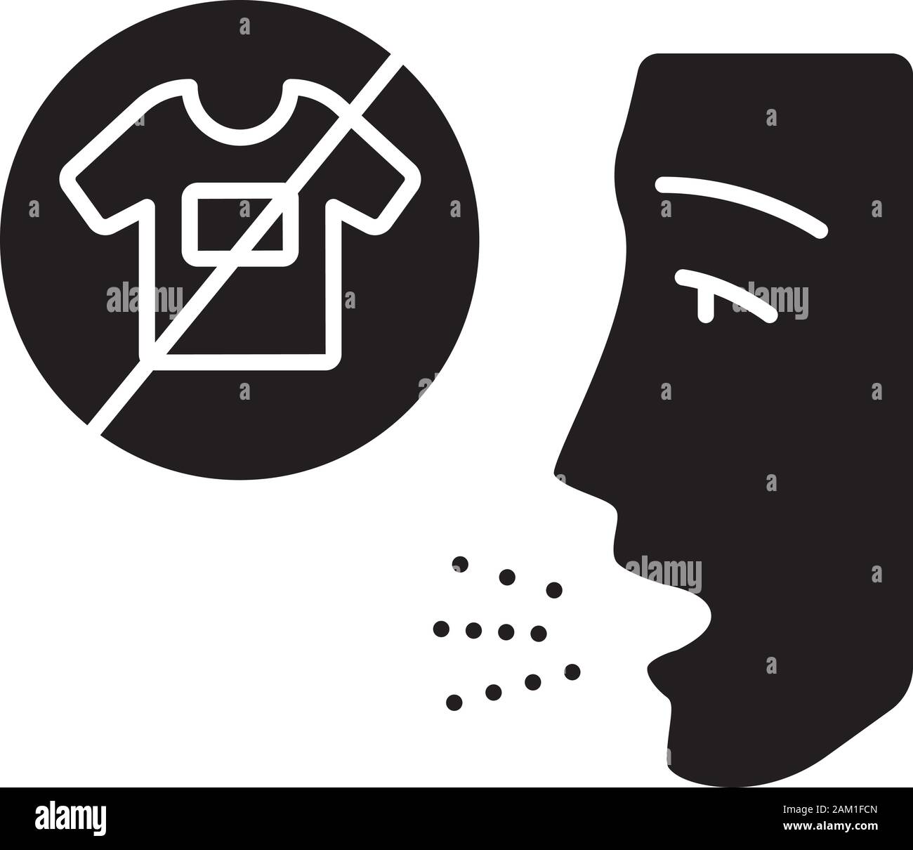 Clothing allergy glyph icon. Textile contact dermatitis. Allergic