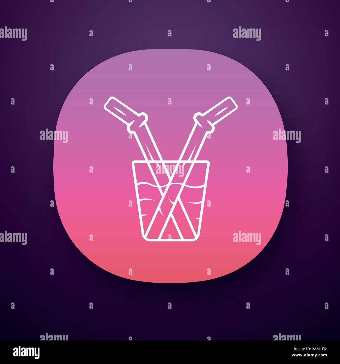 Glass drinking straw app icon. Reusable cocktail, soda, lemonade ...