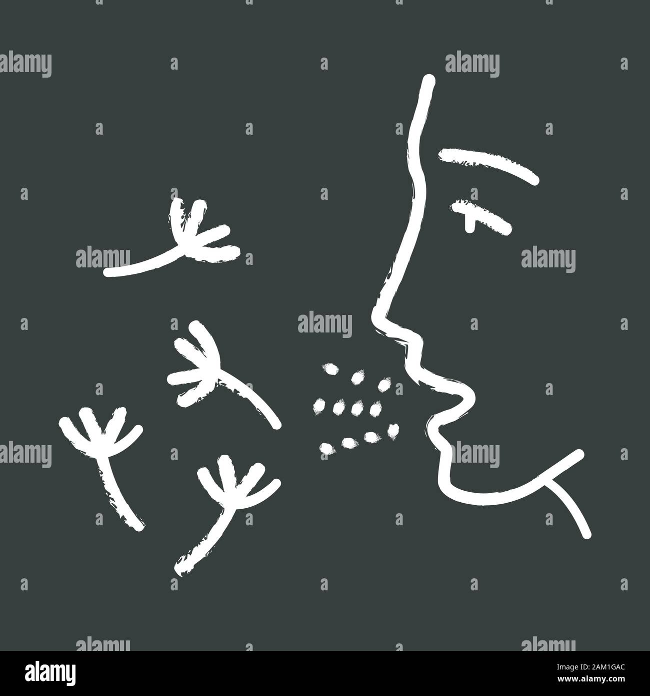 Summer allergy chalk icon. Hay fever. Seasonal disease. Allergic reaction to pollen inhalation. Respiratory disease. Susceptibility airborne particles Stock Vector