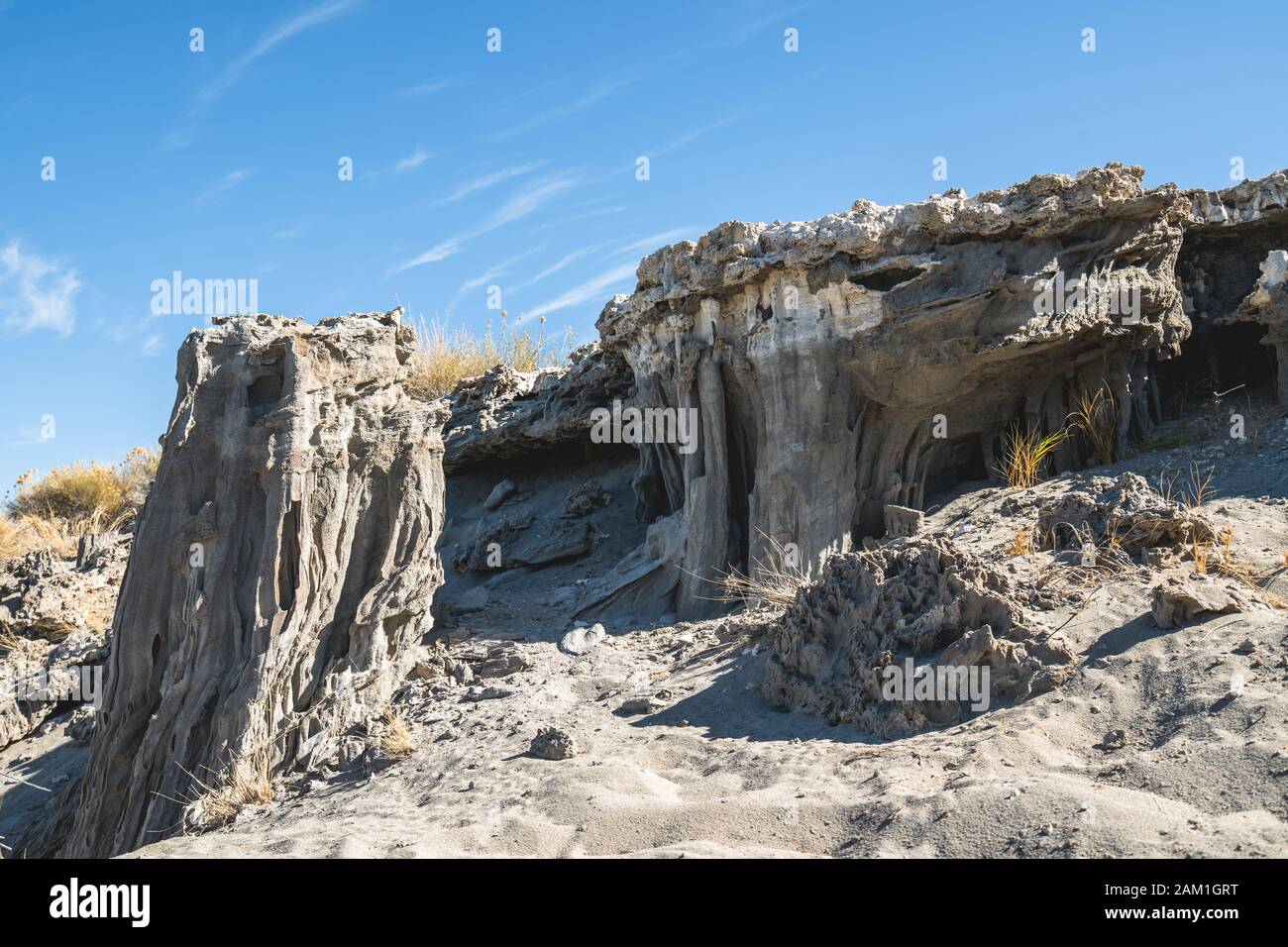 Sand Tufa towers at Navy Beach, Mono Lake, California Stock Photo