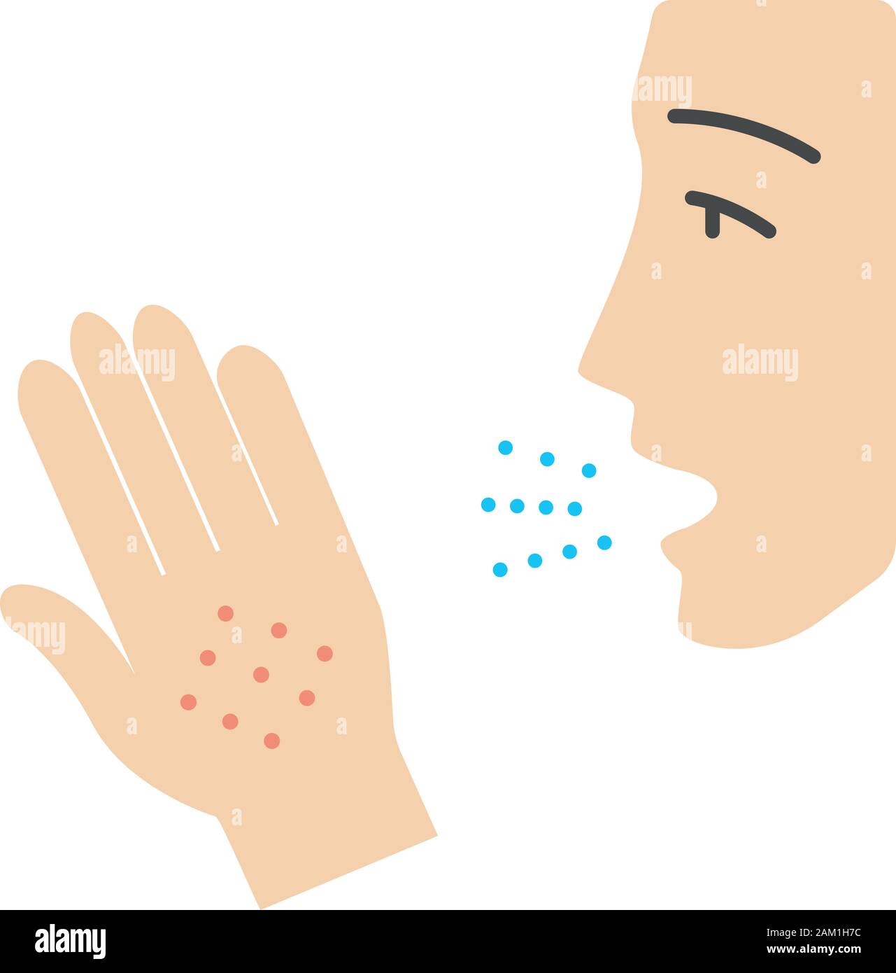 Allergy symptoms flat design long shadow color icon. Respiratory ...