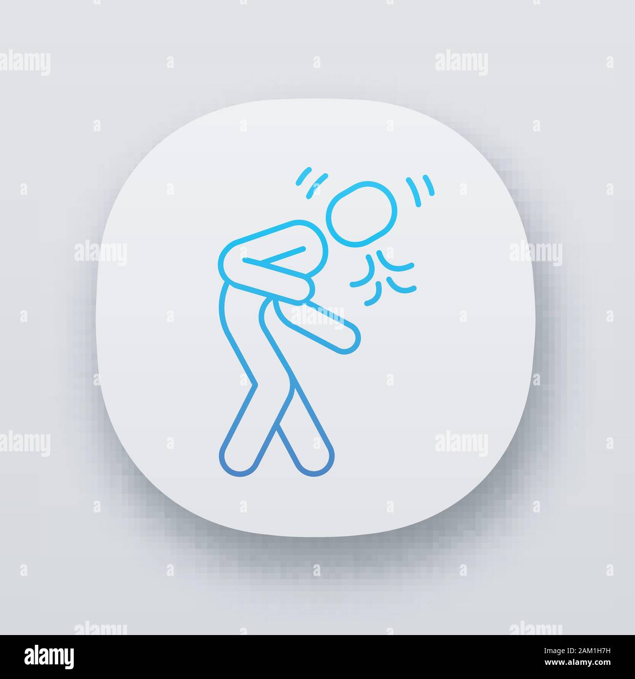 Bronchitis symptom app icon. Cold, respiratory disease. Coughing, sneezing. Seasonal allergy. UI