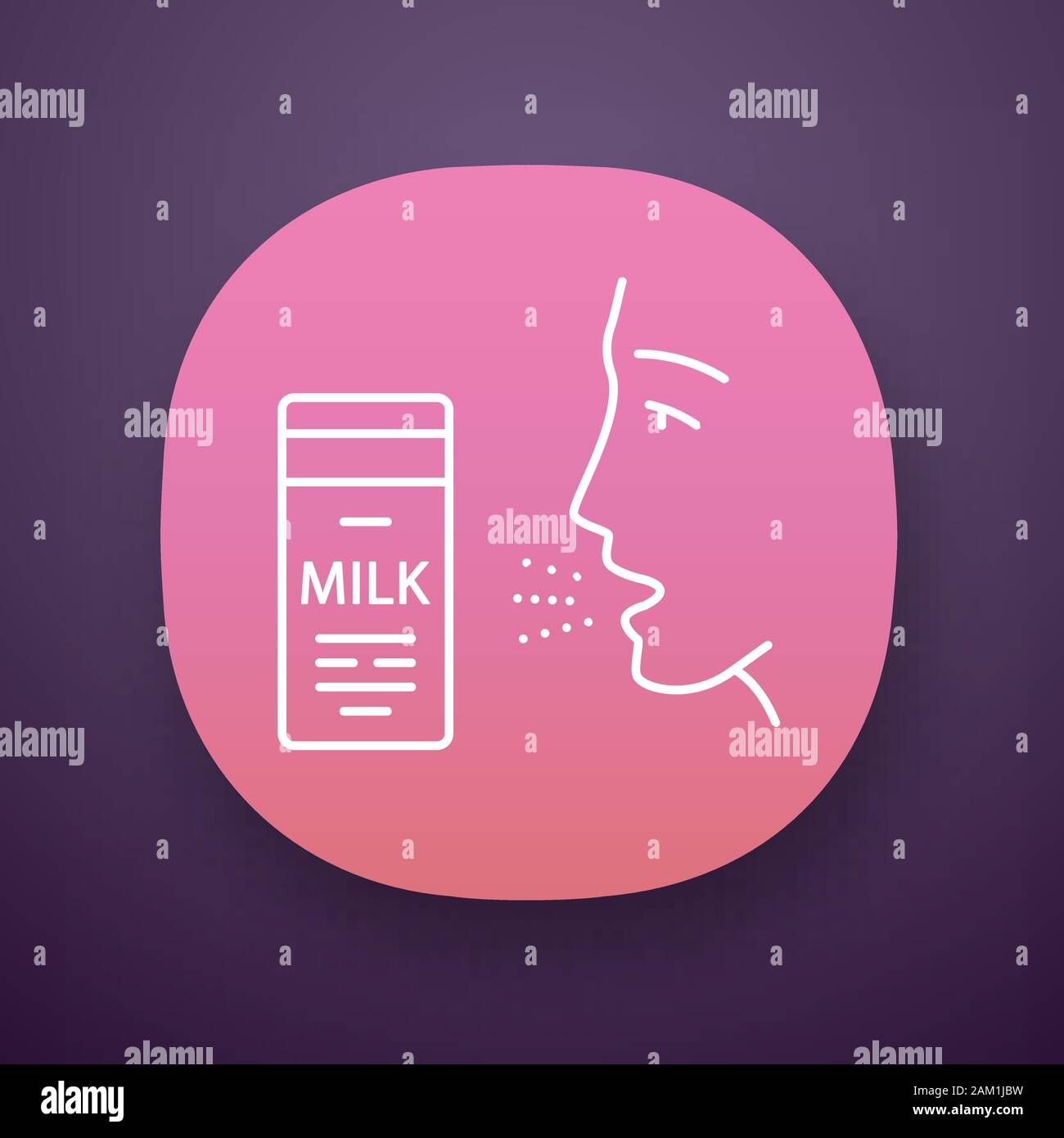 Milk allergy app icon. Food allergy. Allergic reaction to milk proteins ...