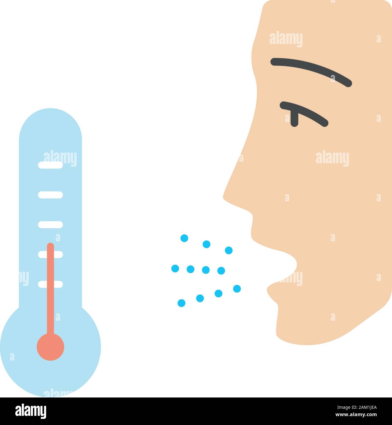 Winter allergy flat design long shadow color icon. Gain of indoor