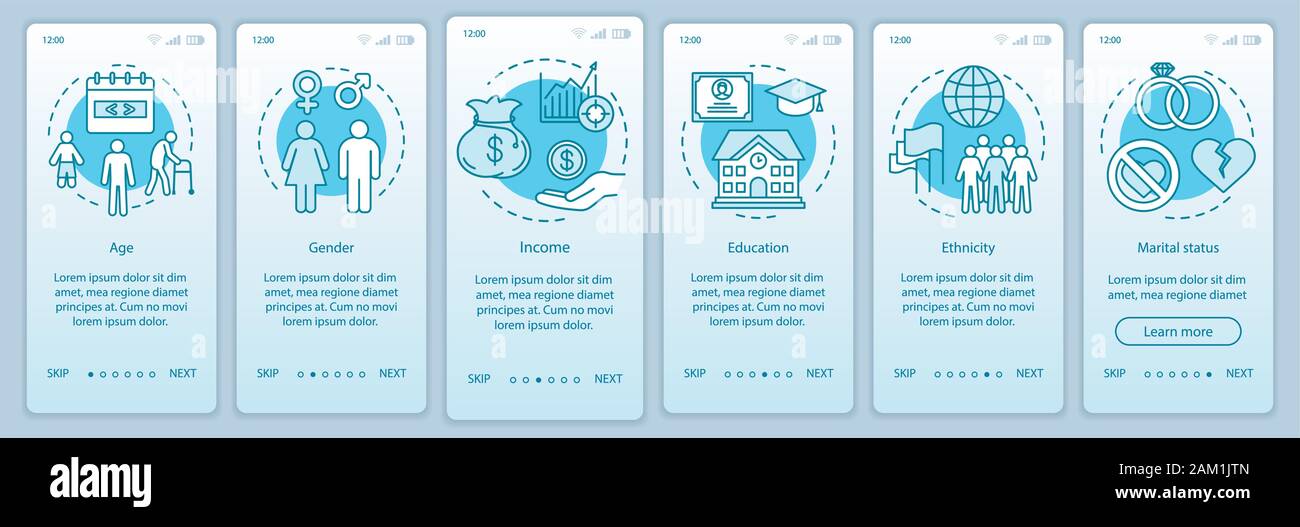 Demographics turquoise gradient onboarding mobile app page screen ...
