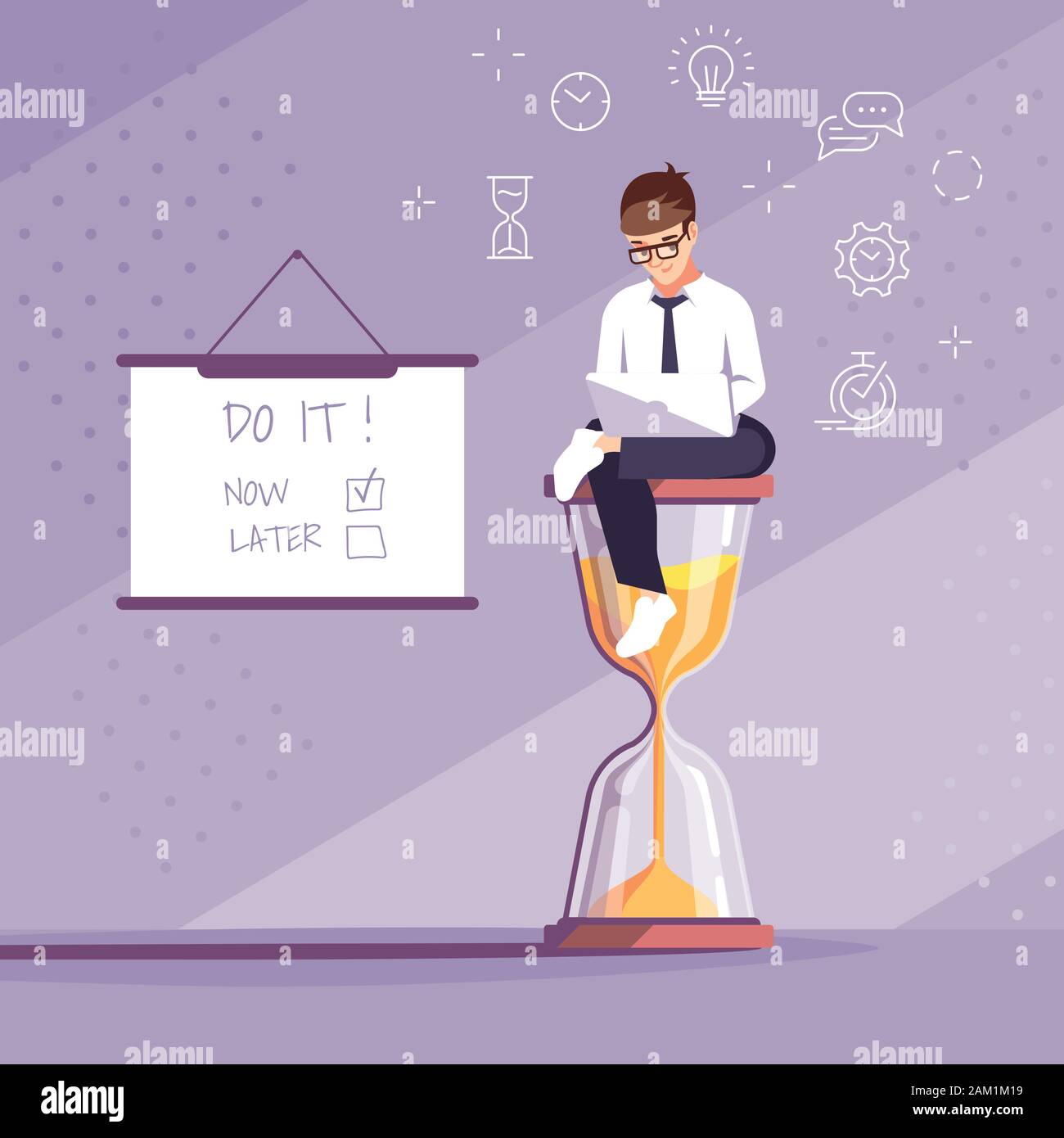 Work Motivation Flat Vector Illustration Time Management Respect Deadlines Do It Now Programmer Designer Cartoon Character Young Man Sitting On Stock Vector Image Art Alamy