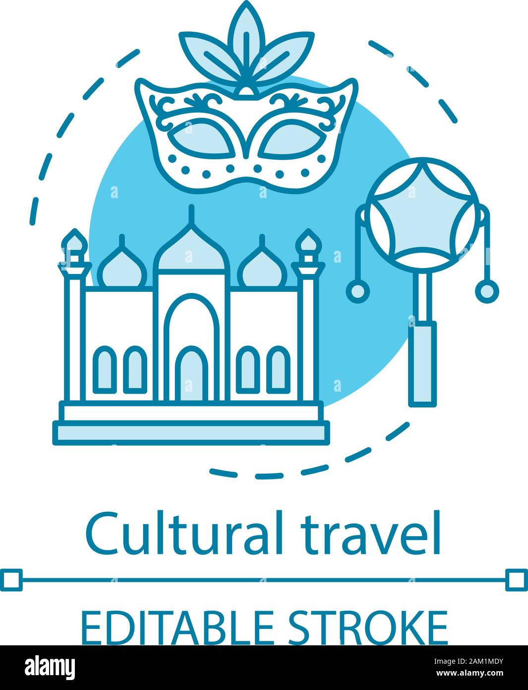 Cultural travel concept icon. Travel experience idea thin line illustration. Local residents way of life. Customs and traditions of foreign culture. V Stock Vector