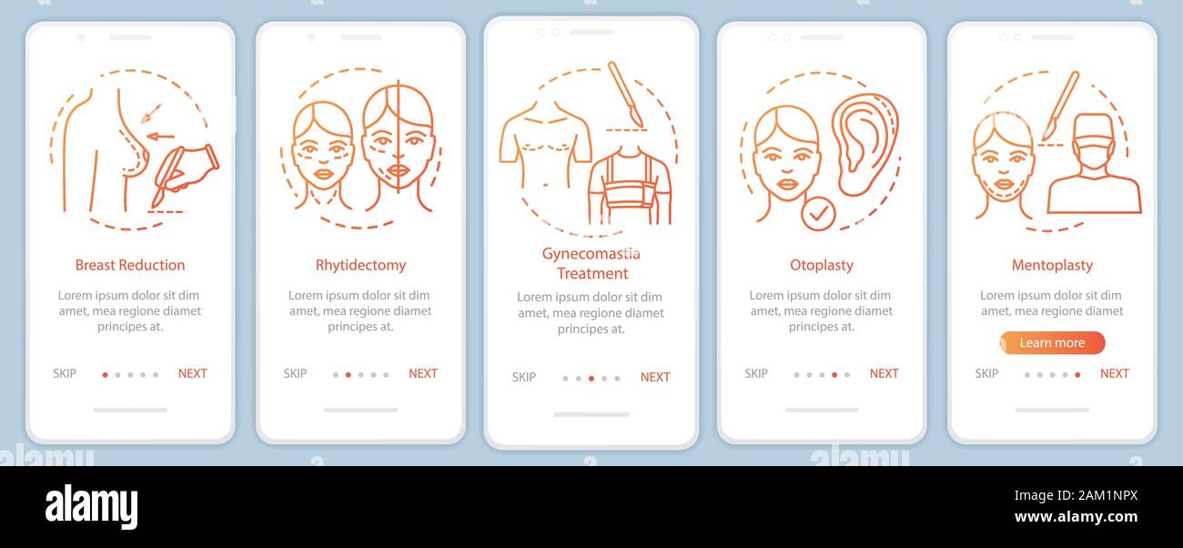 Corrective surgery operation onboarding mobile app page screen vector ...