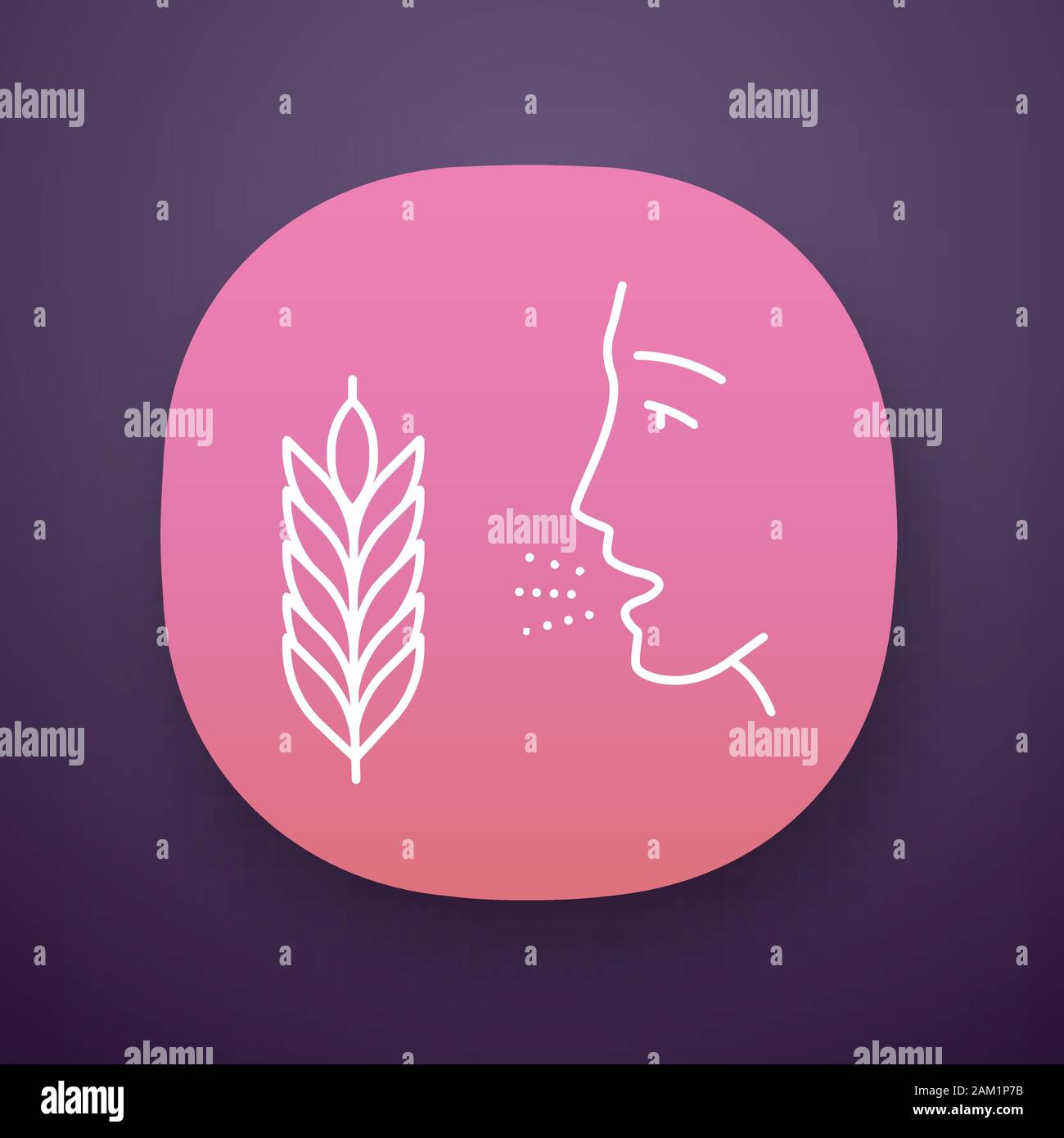 Wheat allergy app icon. Allergic asthma, rhinitis. Gluten intolerance