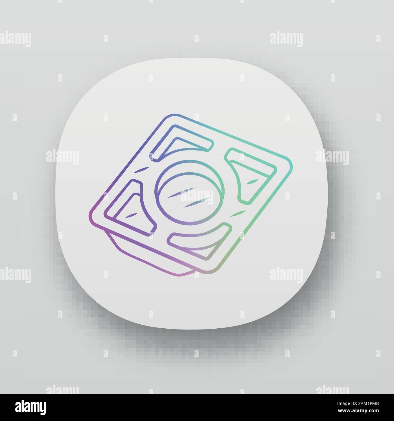 Stainless steel tray app icon. Recyclable kitchenware for serving food