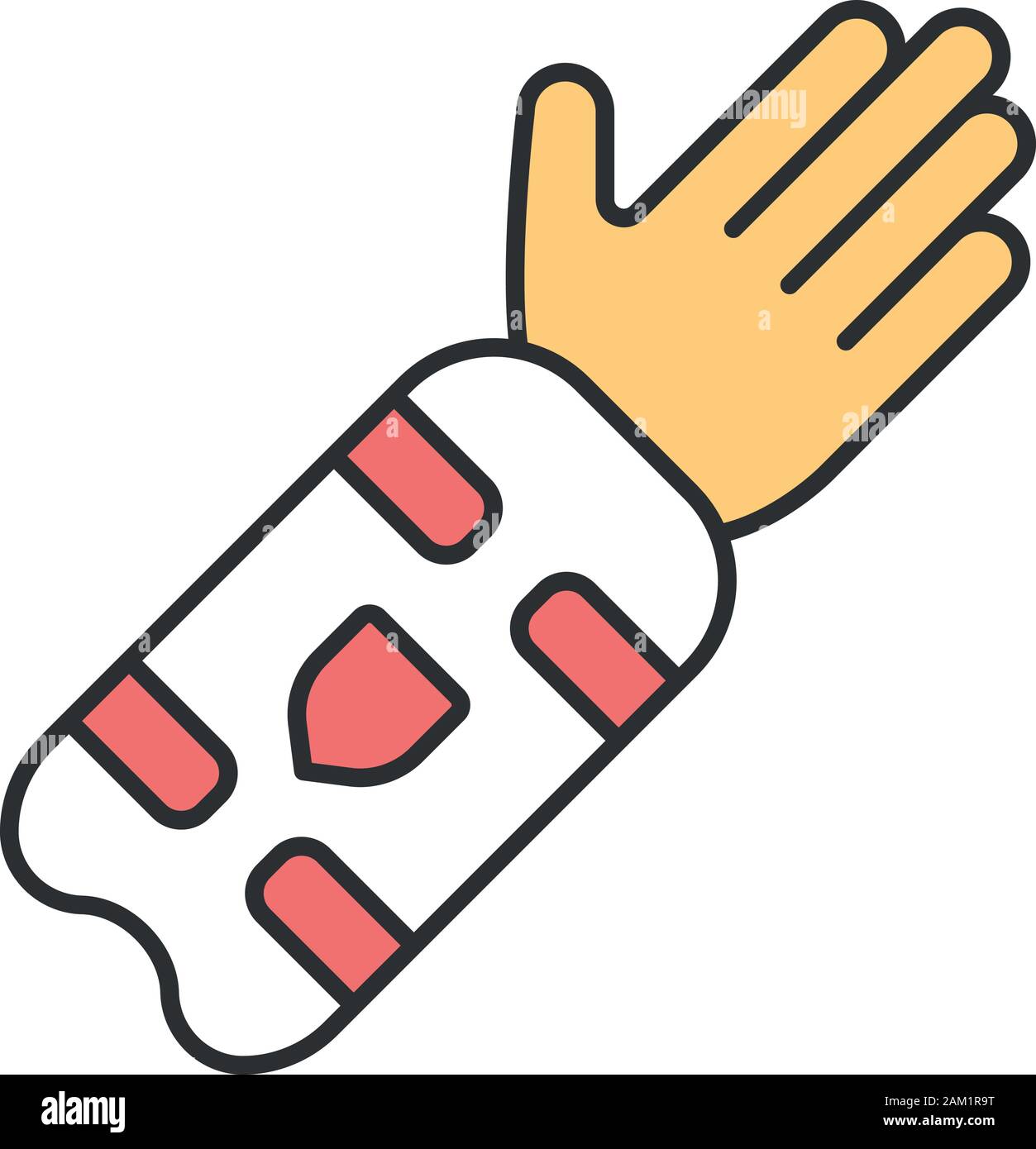 Cricket arm guard color icon. Body protection for batsman. Arm pad on