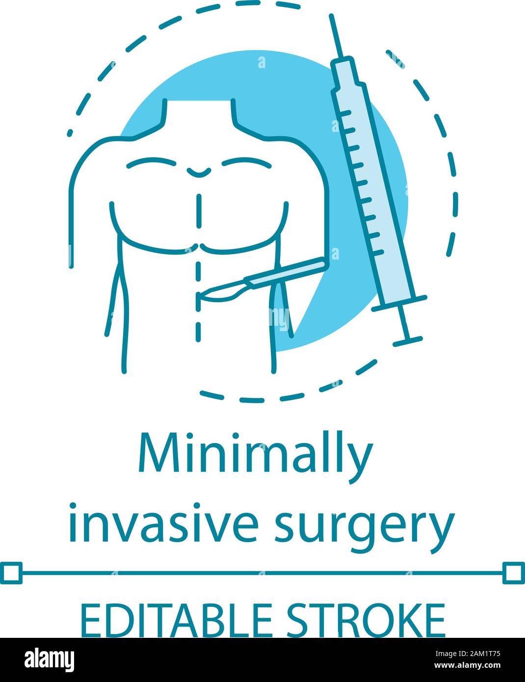 Minimally invasive surgery concept icon. Small incisions idea thin line illustration. Endoscope camera. Safe surgical techniques. Vector isolated outl Stock Vector