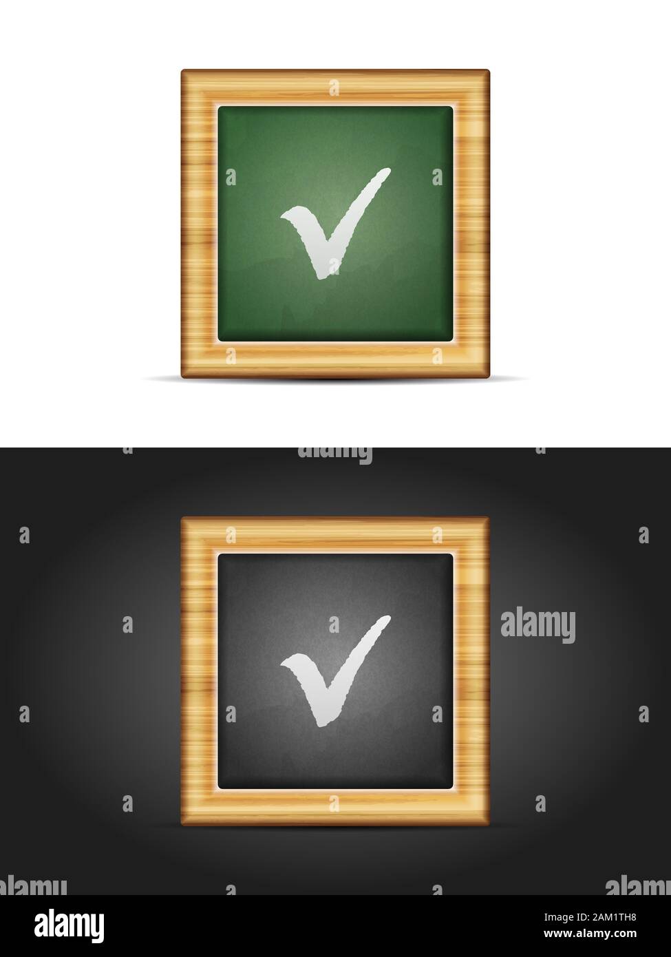 Check mark sign on chalkboard set. Vector illustration Stock Photo - Alamy