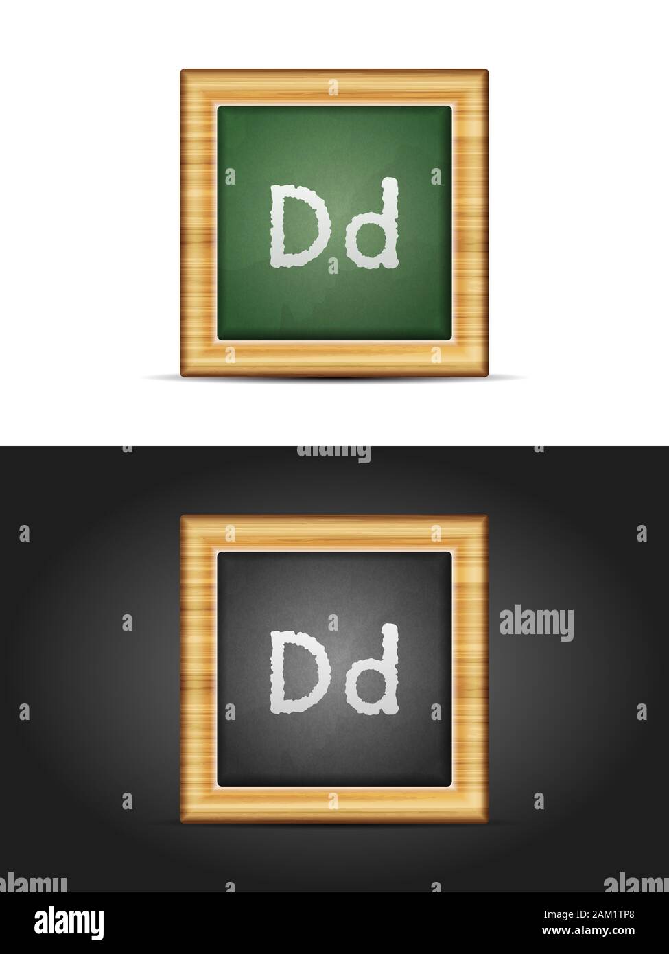 Letter D on chalkboard set. Vector illustration Stock Photo - Alamy