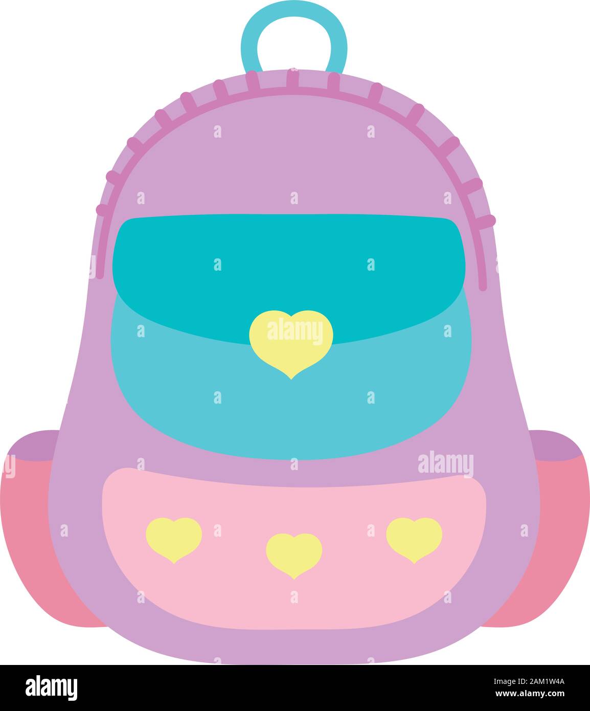 cute school backpack with hearts decoration vector illustration Stock Vector