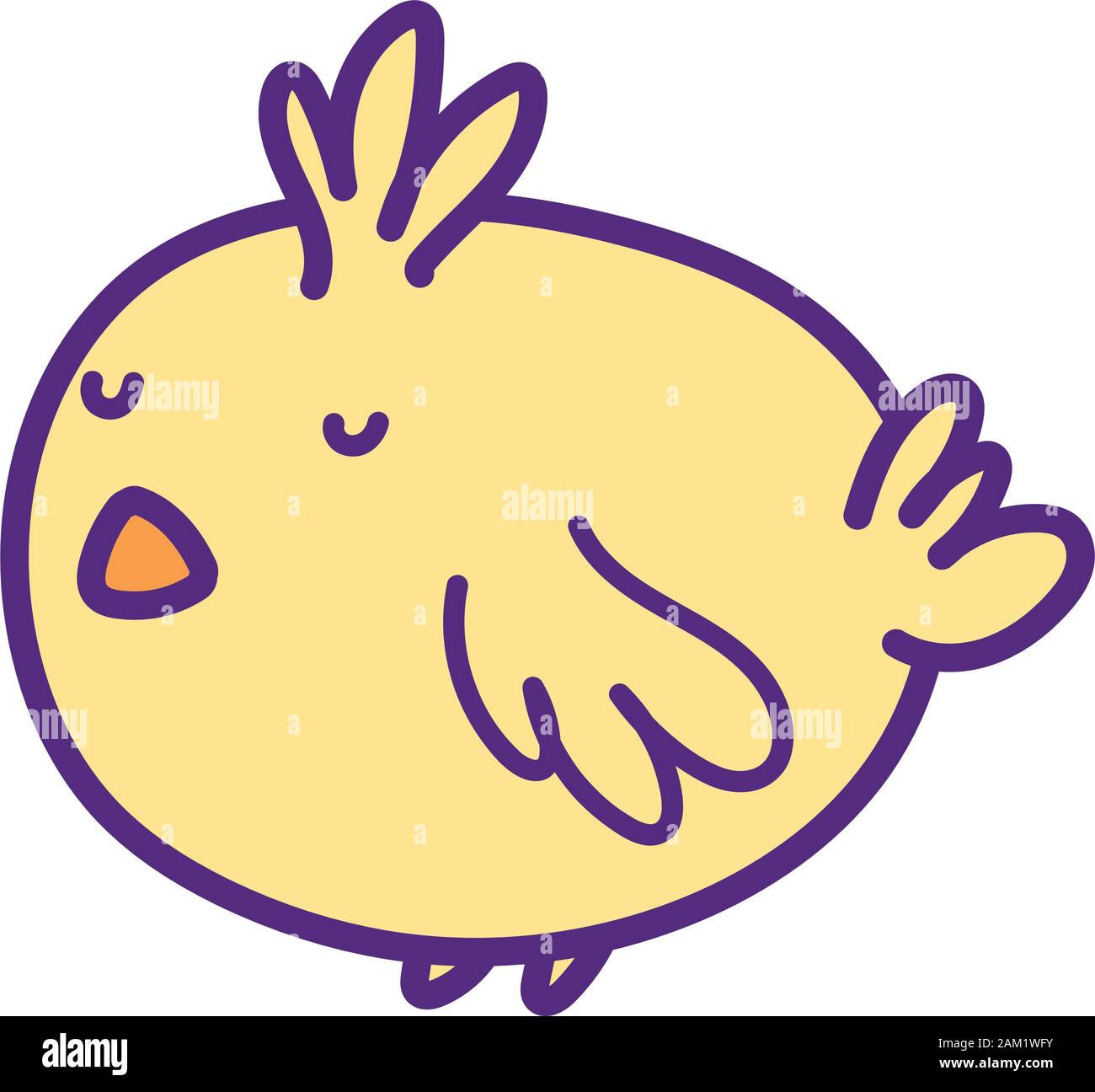 cute little chicken bird animal icon on white background vector ...