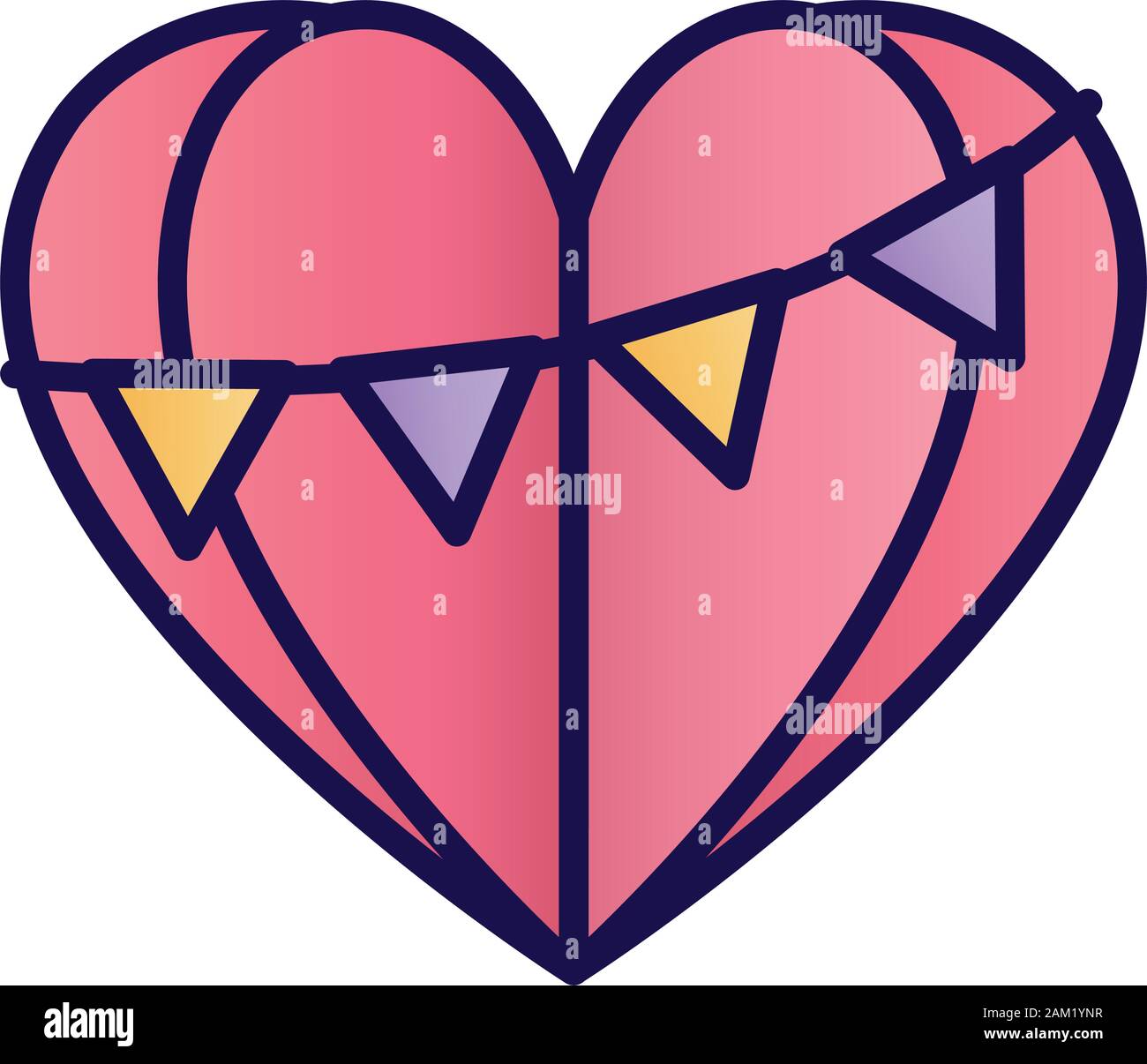 happy valentines day origami paper heart love pennants hearts ...