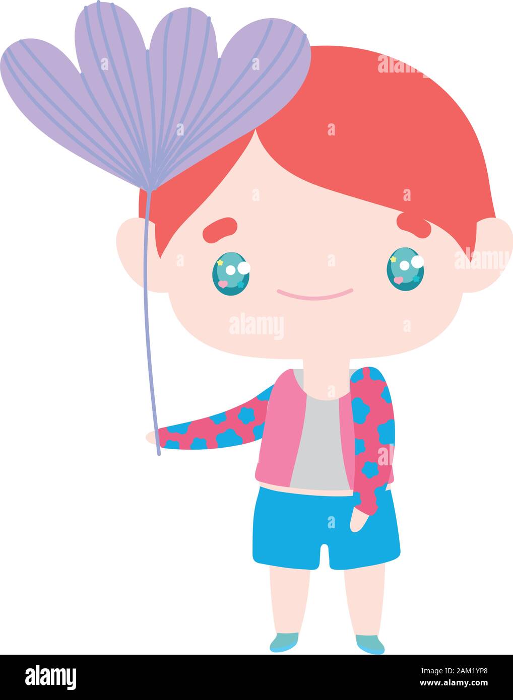 kids, cute little boy with flower vector illustration Stock Vector ...