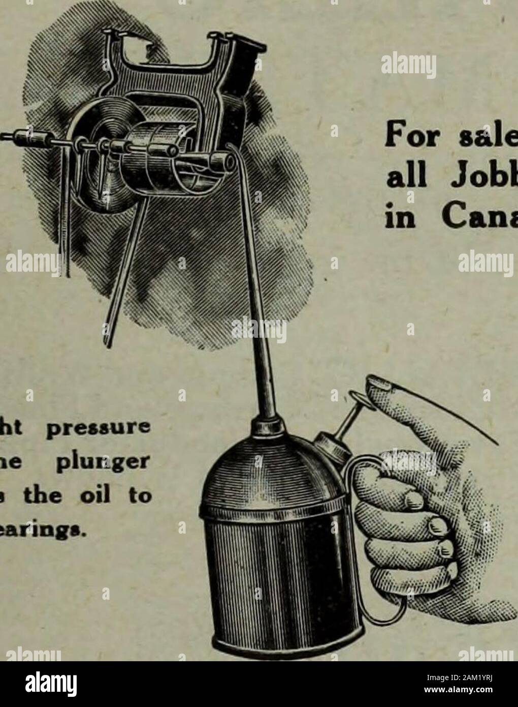Hardware merchandising October-December 1910 . For sale byall Jobbersin Canada. ^ slight pressureof the plungerpumps the oil tothe bearing*. Maple City Manufacturing Co. Monmouth, Illinois, U.S.A. CHICACffc Stock Photo
