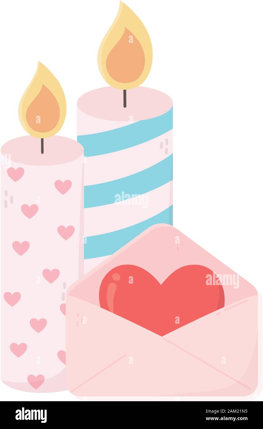happy valentines day candles and message love card vector illustration ...