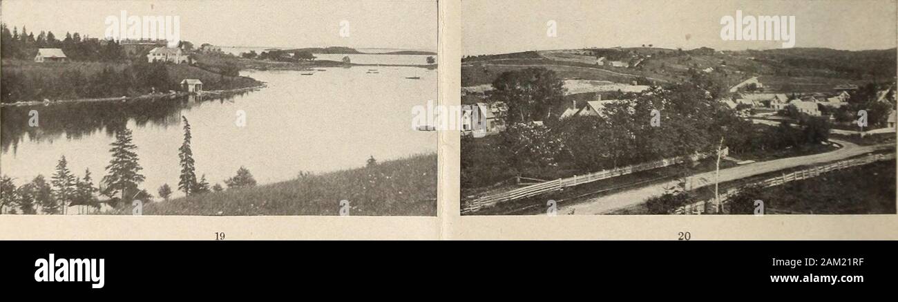 Summer resorts along the road by the sea . ou Lake, Skirmer Lake, Pitch PineLake, Mountain Lake, Shoal Mountain Lake and Deep MountainLake, within five and a half mile radius of the station. Trout fish-ing in the above waters. The best months are May and June.Local guides: Hugh Dorey, Ray Dorey, James Sims, Sr., and EverettSims; charges, $1.50 per day—camp help, $1.25 per day. INGRAM PORT From Yarmouth 219.8 MilesFrom Halifax 28.5 MUes Moose, mink, muskrat, rabbit, partridge, woodcock and black ducknear Ingram River within twenty miles of the station. Troutfishing in the above stream and conne Stock Photo