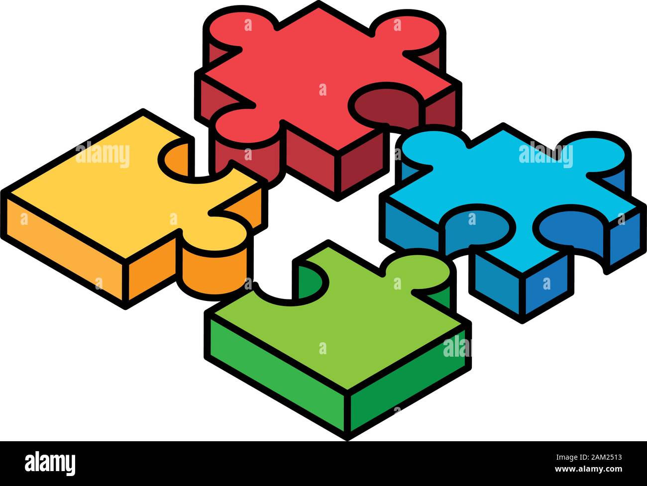 colorful puzzle pieces on white background vector illustration design ...