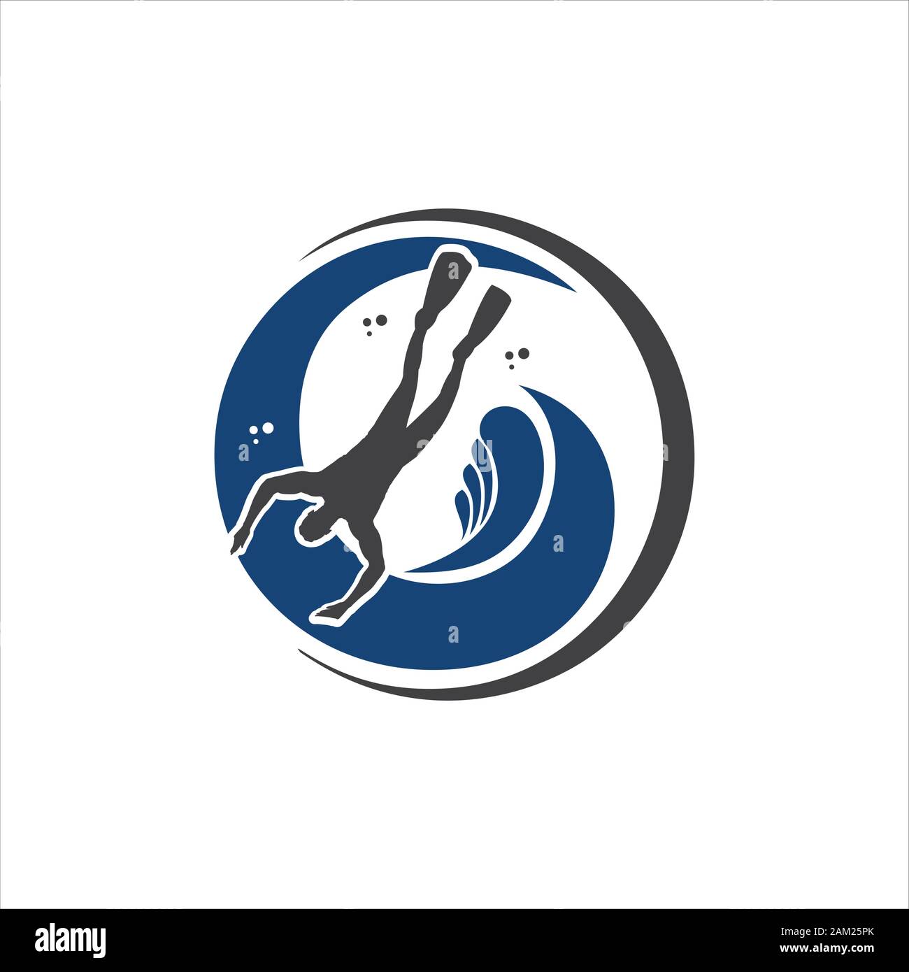 diving logo design vector dive underwater icon symbol template Stock
