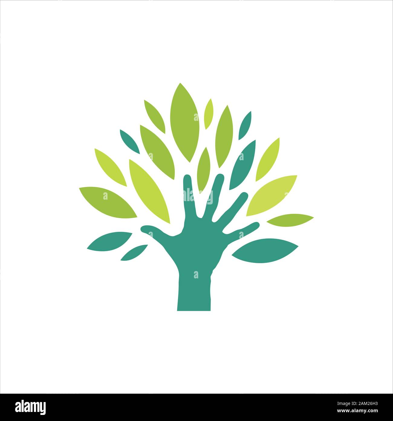 eco green hand logo vector design people who protect nature concept inspiration Stock Vector