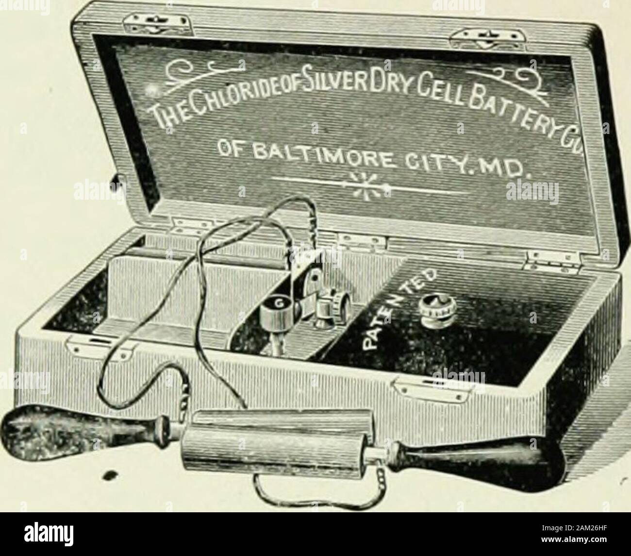A laboratory manual of electrotherapeutics . m the magnet andcutting the turns ofwire in the primaryI and secondary coils.| In some of the Du-bois-Reymond forms Fig. ?6. Faradic Coil with Dry Cells. of induction coil the temporary magnet is used only to interrupt the circuit ofthe battery current and is placed at a distance from theprimary and secondary coils and so this augmenting in-ducing action upon them is lost. The Circuit-breaker or Interrupter.—The cur-rent that flows from the battery through the primary coilmust be broken or interrupted at intervals, since it is bythe change of potent Stock Photo