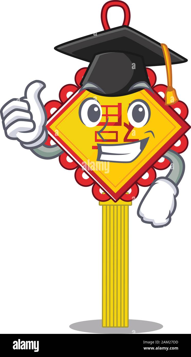 Graduation Icon Chinese happy and proud of chinese knot wearing a black Graduation hat Stock ...