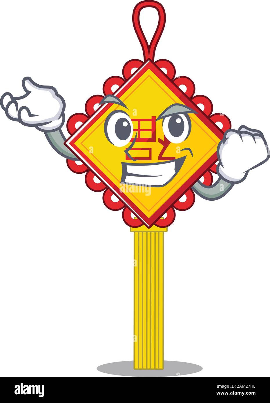 Happy confident Successful chinese knot cartoon character style Stock
