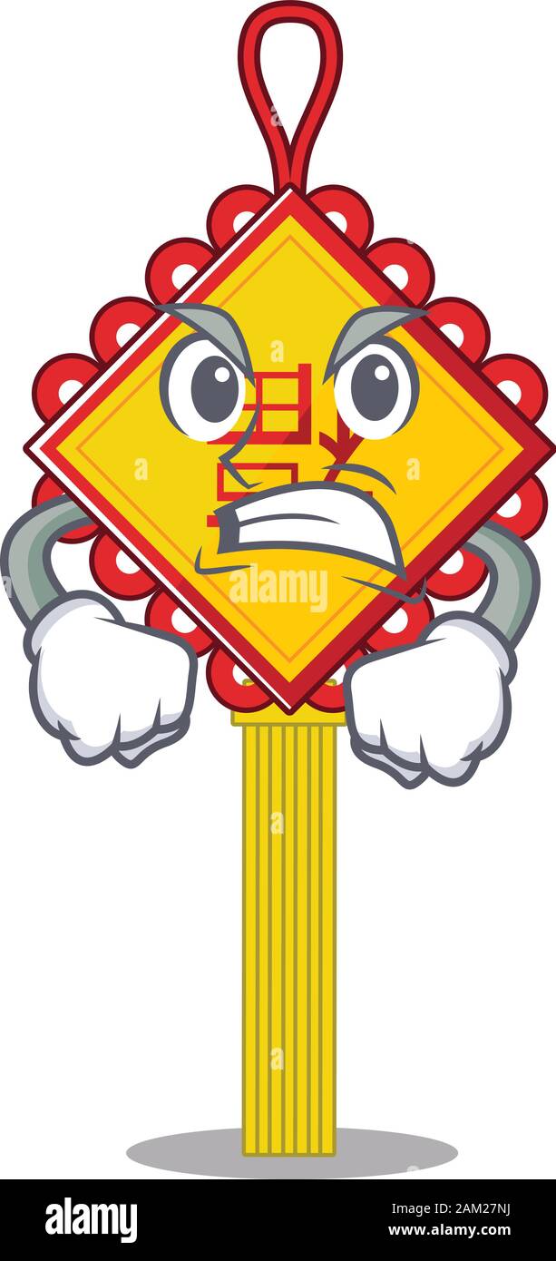 Chinese knot cartoon character design having angry face Stock Vector
