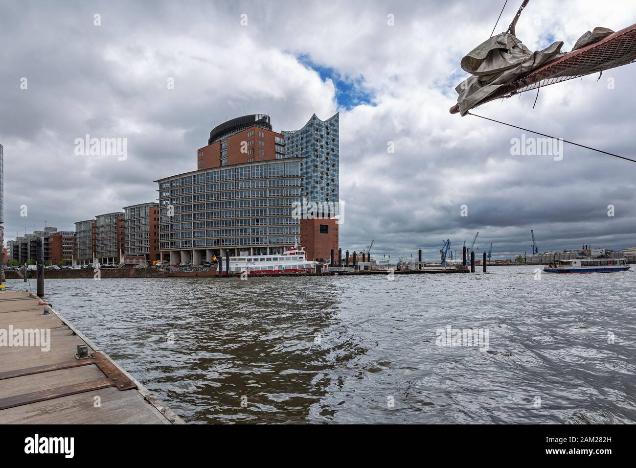 Hamburg - View from Sportboat Harbor to Elb-Philharmony, Hamburg, Germany, Hamburg, 25.04.2018 Stock Photo