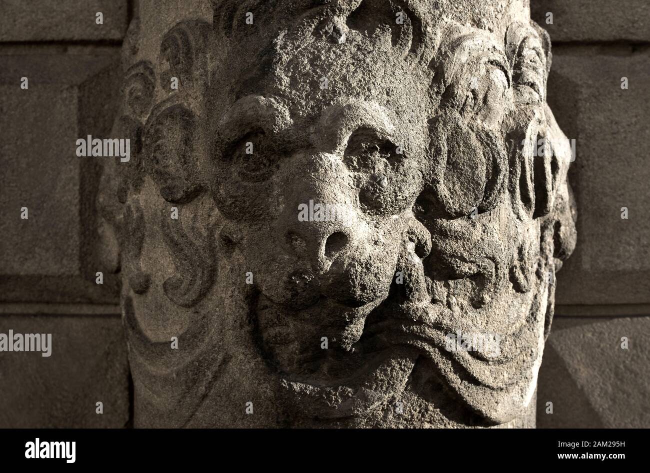 bas-relief of a lion on the ancient wall of a building in Prague Stock ...