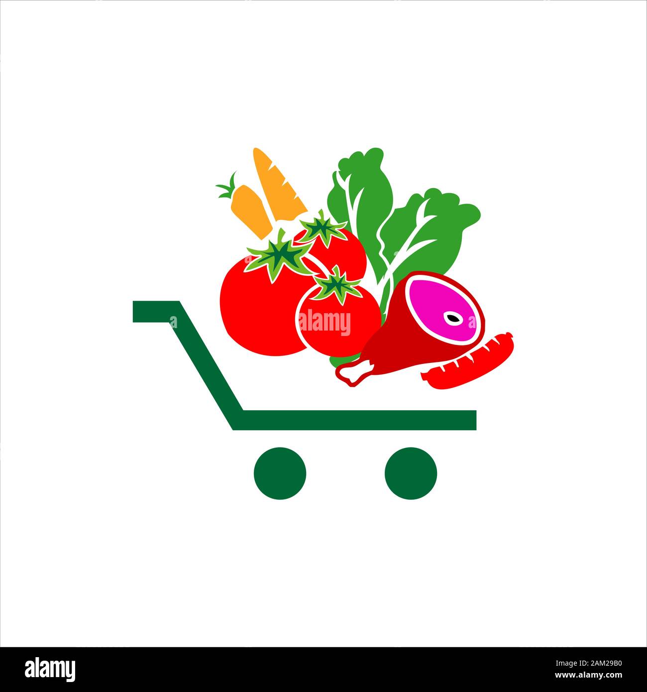 vegetables on shopping cart grocery logo icon design symbol vector