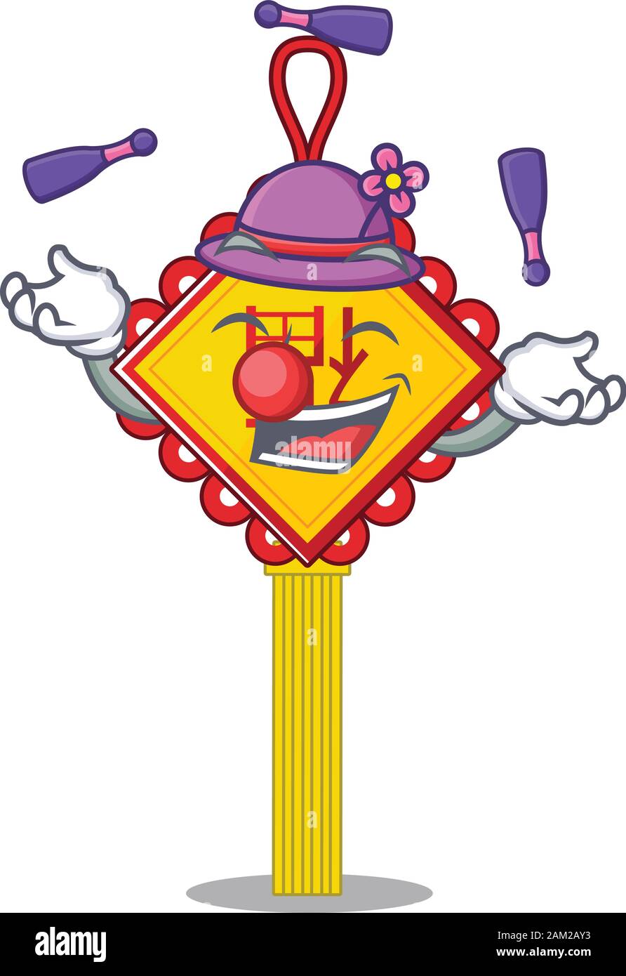 Smiley chinese knot cartoon character design wearing headphone Stock