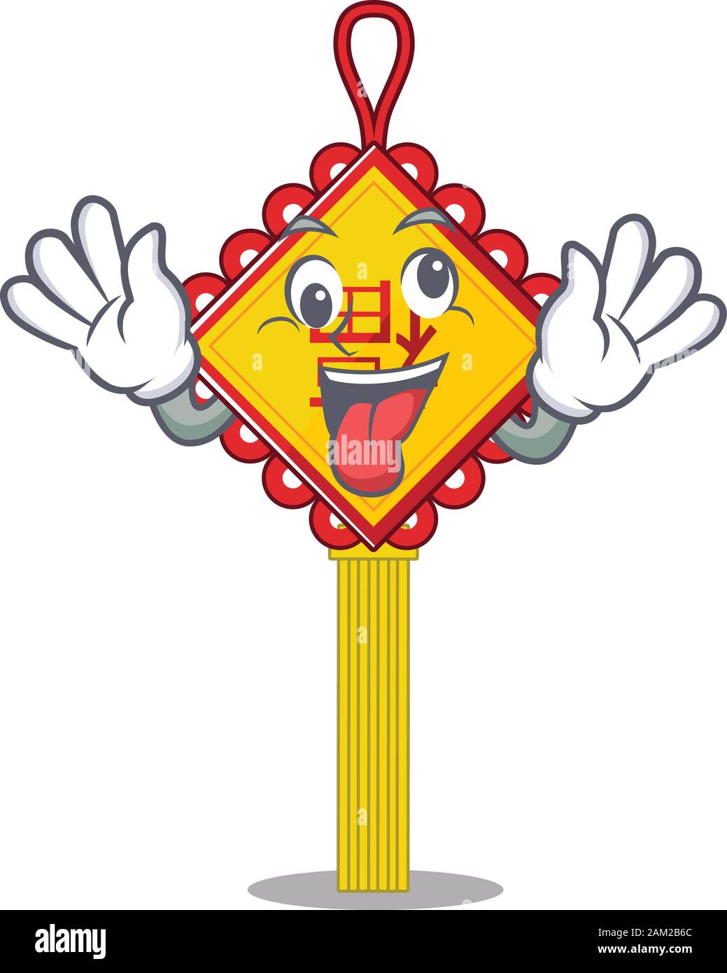 Chinese knot Cartoon character style with a crazy face Stock Vector