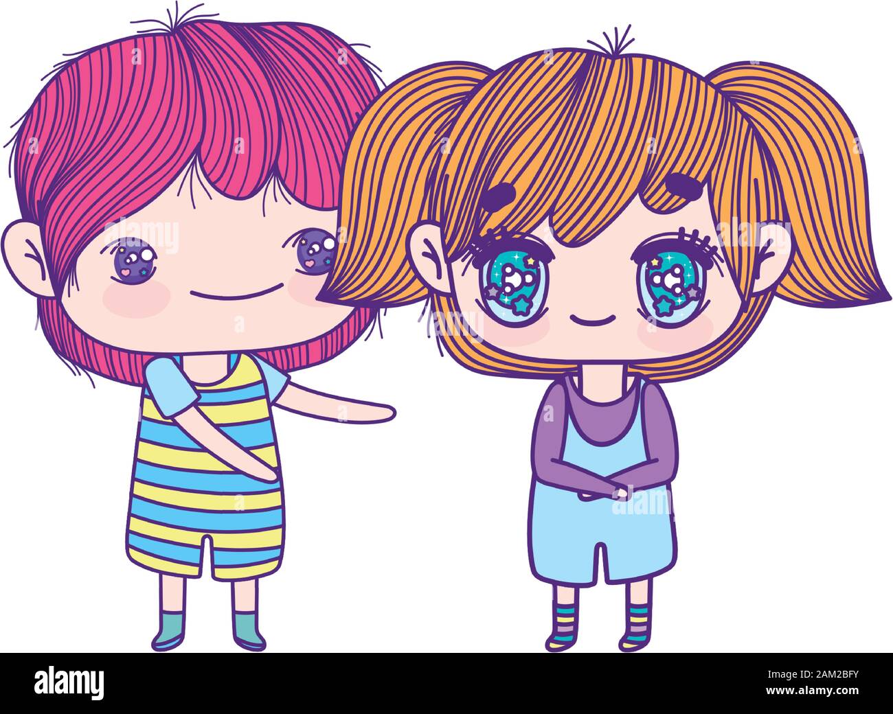 Kids Little Girl And Boy Anime Cartoon Characters Vector Illustration Stock Vector Image Art Alamy Kids Little Girl And Boy Anime Cartoon Characters Vector Illustration Stock Vector Image Art Alamy