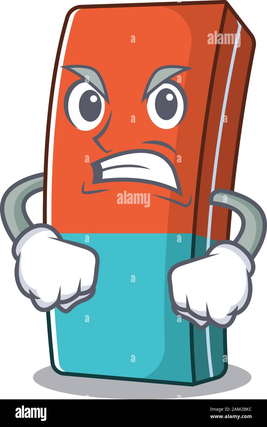 Eraser cartoon character design having angry face Stock Vector Image