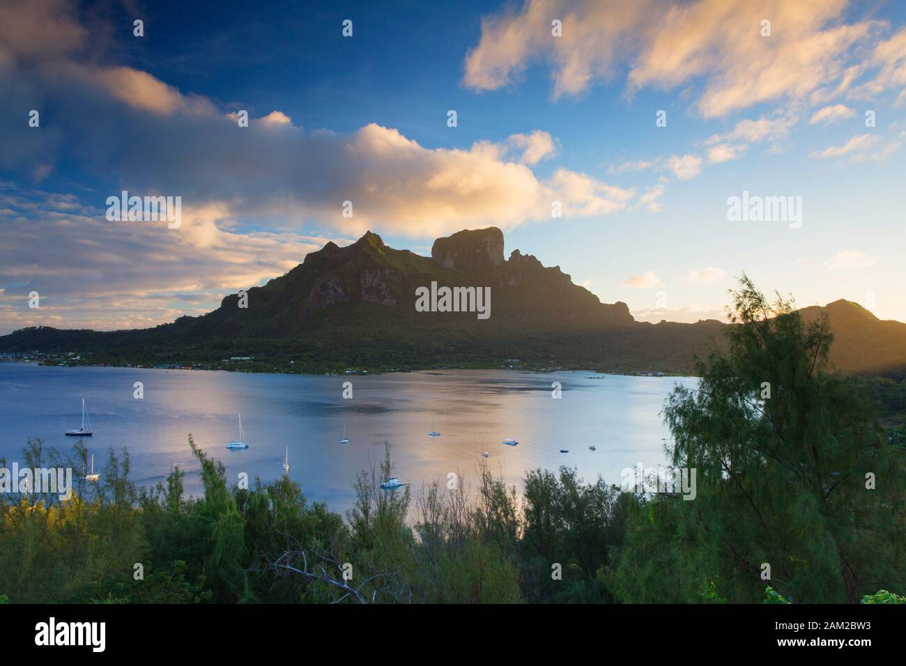View of Mount Otemanu, Bora Bora, Society Islands, French Polynesia Stock Photo